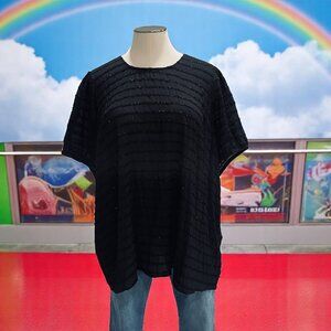 Torrid Black Textured Top‎ Plus Size 5X Boho Sheer Blouse Shimmer Oversized